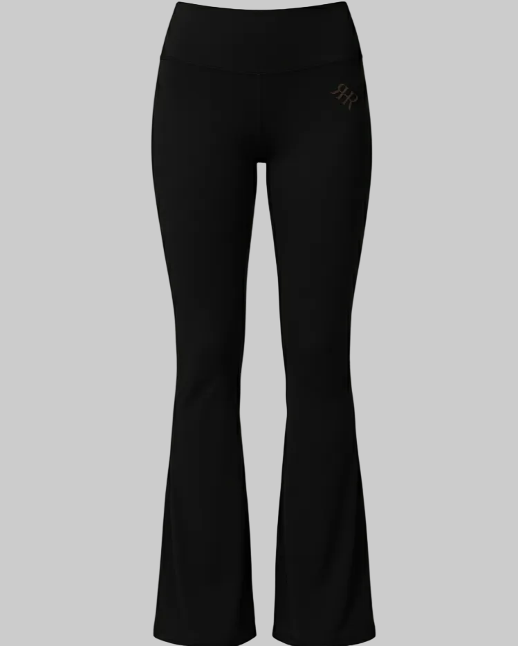 Soft CEO Set - Black flared pants with a brand logo on a gray background
