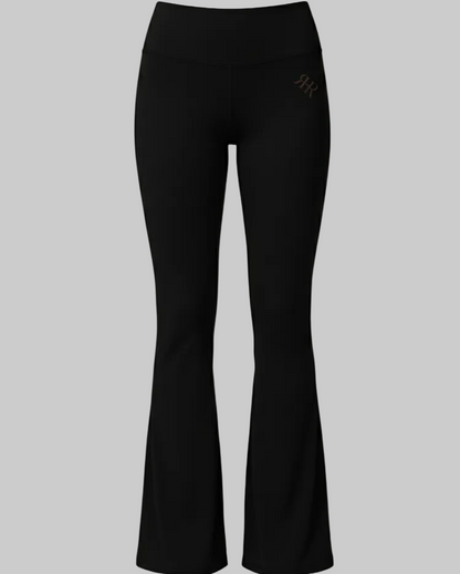 Soft CEO Set - Black flared pants with a brand logo on a gray background